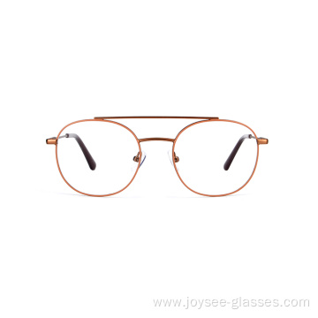 New Arrival Lightweight Round Double Color Two Nose Bar Metal Eyeglasses Frames For Unisex